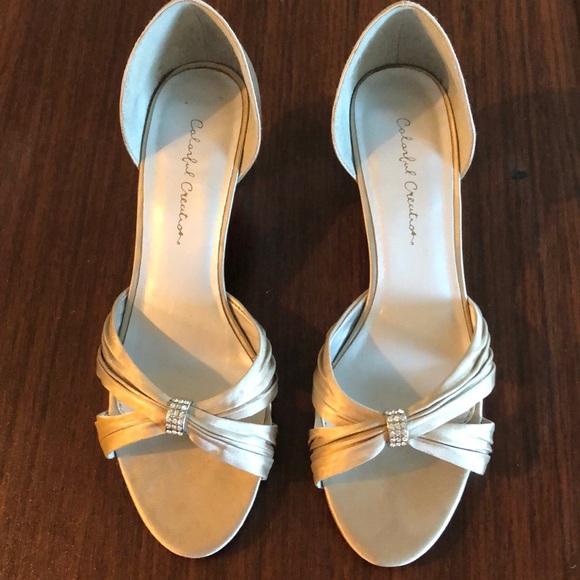 Satin Taupe Evening Heels - Picture 1 of 2